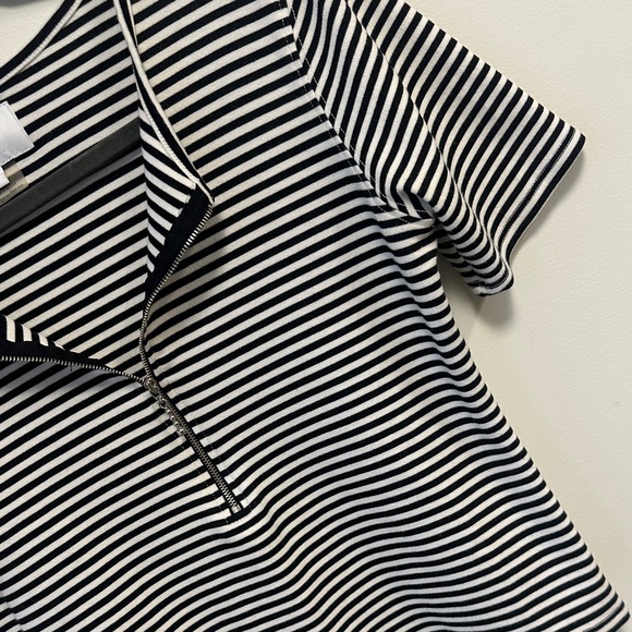 Current/Elliott Sz 2 Leighton Stripe Half Zip Tee - Picture 4 of 9
